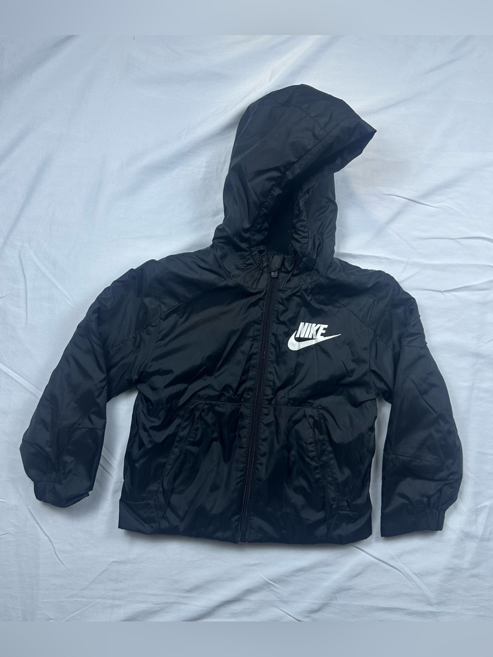 Nike Kids Black/White Fleece Lined Full Zip Windbreaker Jacket 2T